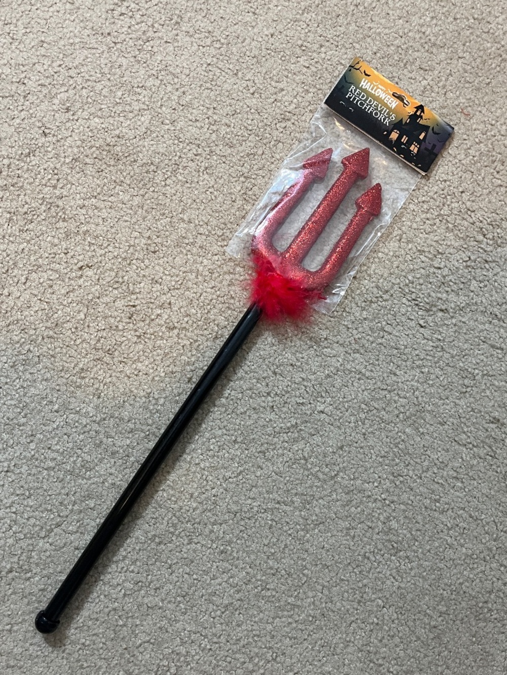 Halloween Devil Pitchfork Costume Prop | Red Glitter Trident Wand | NWT
